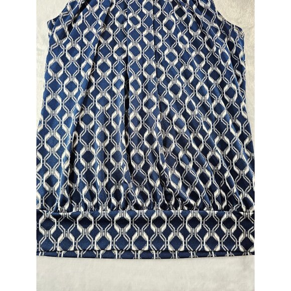 PerSeption Concept Sleeveless Blue/White Print Pullover High Neck Top-SZ SM - Picture 2 of 7